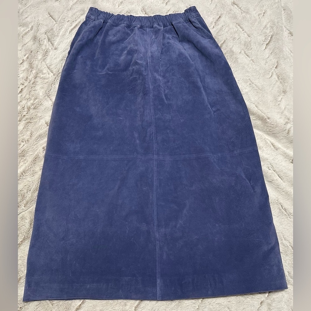 Monterey Bay Vintage Blue A-Line Leather Skirt - Picture 11 of 16
